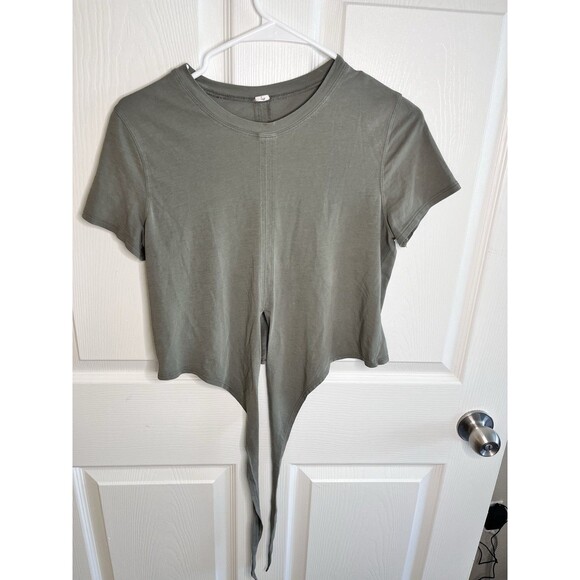 LULULEMON Time To Restore Crop Top Green Waist Tie Yoga Pilates Workout Gym 4 - Picture 1 of 7